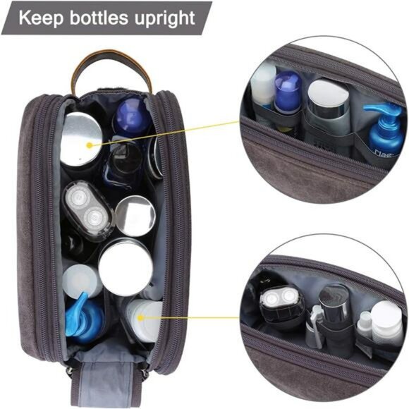 Mens canvas toiletry bag dopp kit travel shaving organizer waterproof grooming c - Picture 6 of 7